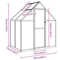 Produktbild för Växthus med ram antracit 169x114x195 cm aluminium