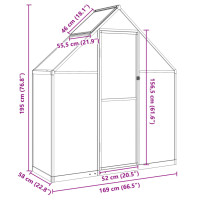 Produktbild för Växthus med ram antracit 169x58x195 cm aluminium