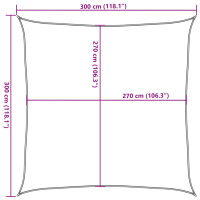 Produktbild för Solsegel 160 g/m² fyrkantig ljusgrå 3x3 m HDPE