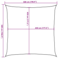 Produktbild för Solsegel 160 g/m² fyrkantig ljusgrå 5x5 m HDPE