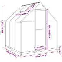 Produktbild för Växthus med ram grön 169x169x202 cm aluminium