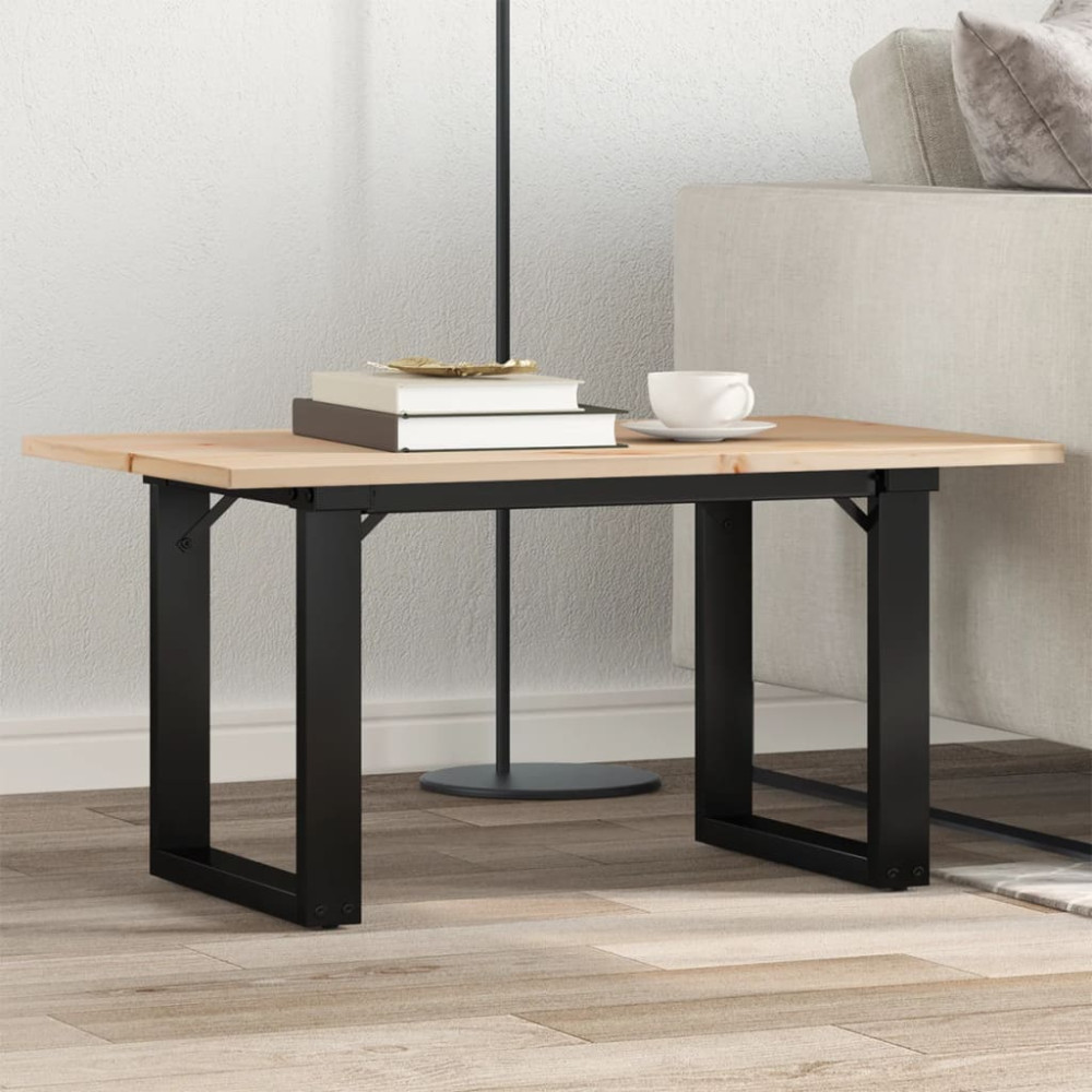 Produktbild för Soffbord O-ram 80x50x40 cm massiv furu och stål