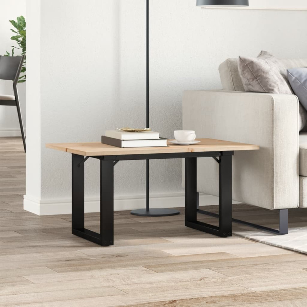 Produktbild för Soffbord O-ram 80x50x40 cm massiv furu och stål