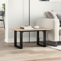 Produktbild för Soffbord O-ram 80x50x40 cm massiv furu och stål