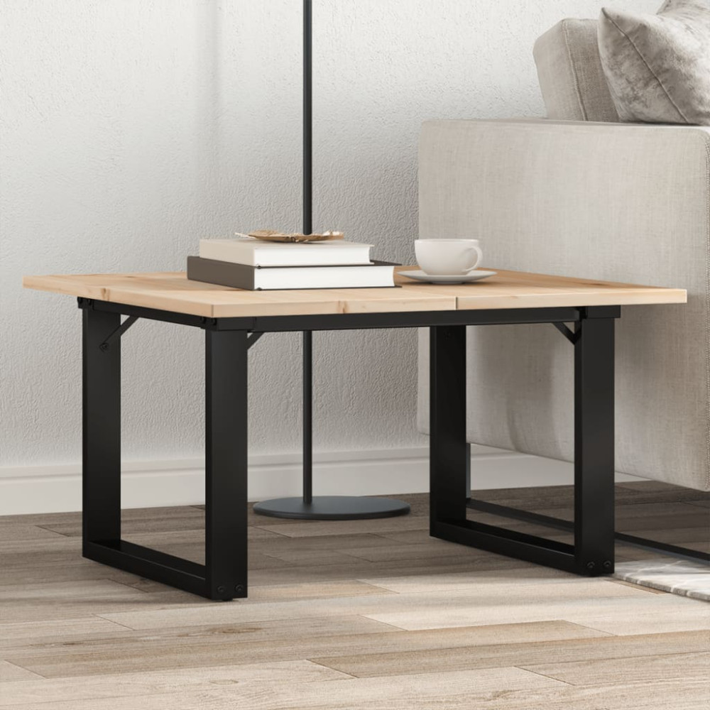 Produktbild för Soffbord O-ram 60x60x40 cm massiv furu och stål