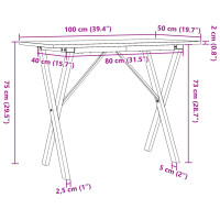 Produktbild för Matbord X-ram 100x50x75 cm massiv furu och stål