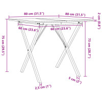 Produktbild för Matbord X-ram 80x80x75 cm massiv furu och stål