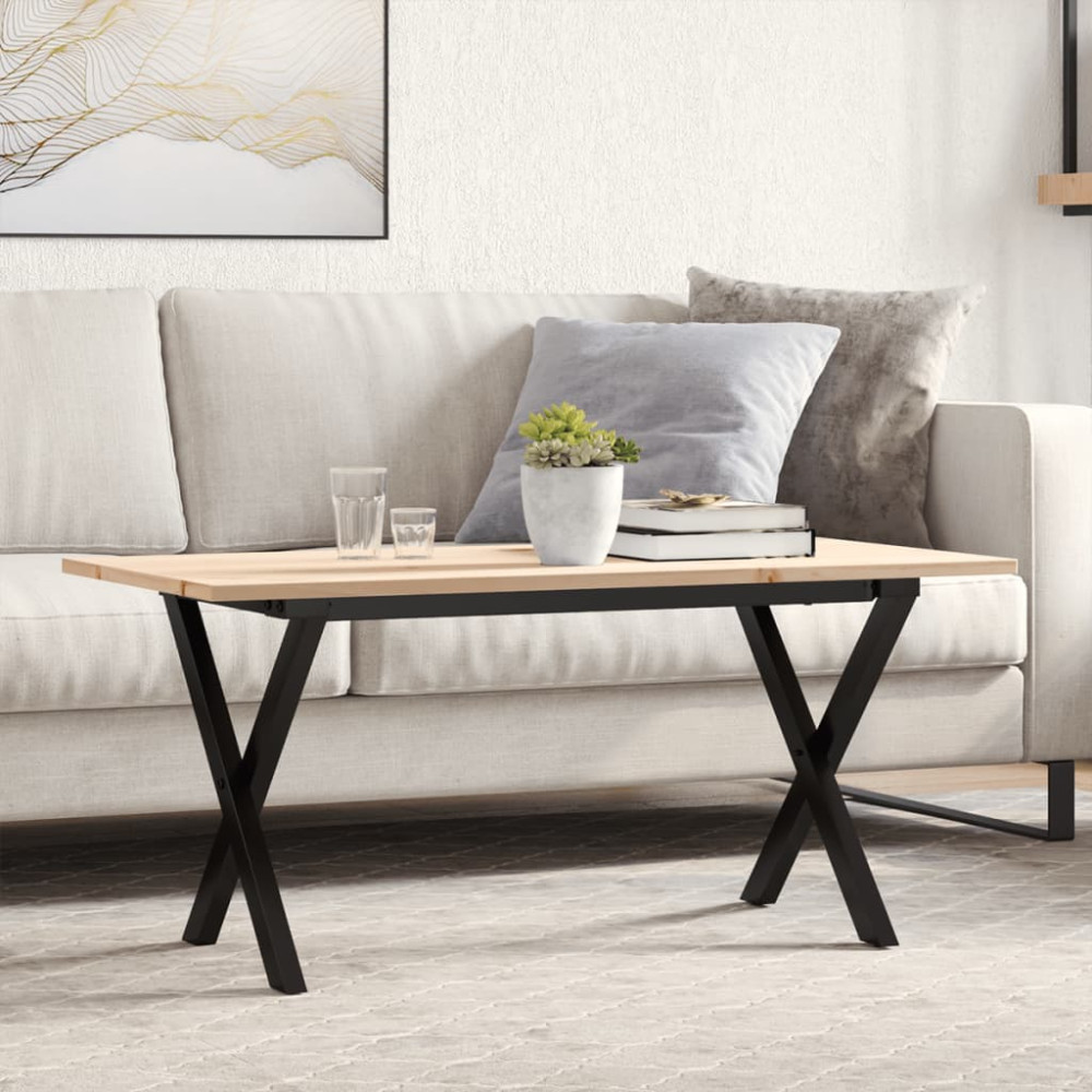 Produktbild för Soffbord X-ram 100x50x45 cm massiv furu och stål