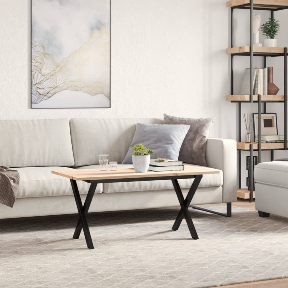 Produktbild för Soffbord X-ram 100x50x45 cm massiv furu och stål