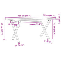 Produktbild för Soffbord X-ram 100x50x45 cm massiv furu och stål