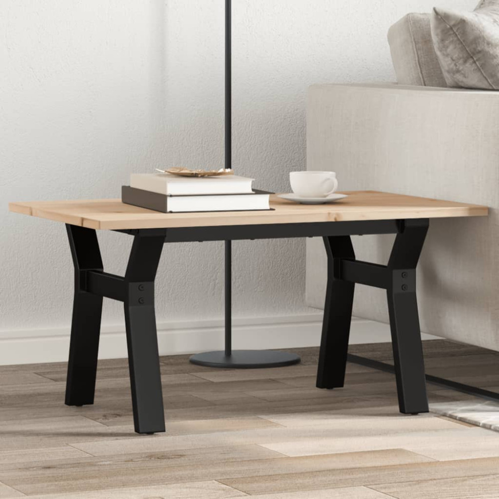 Produktbild för Soffbord Y-ram 80x50x40 cm massiv furu och stål
