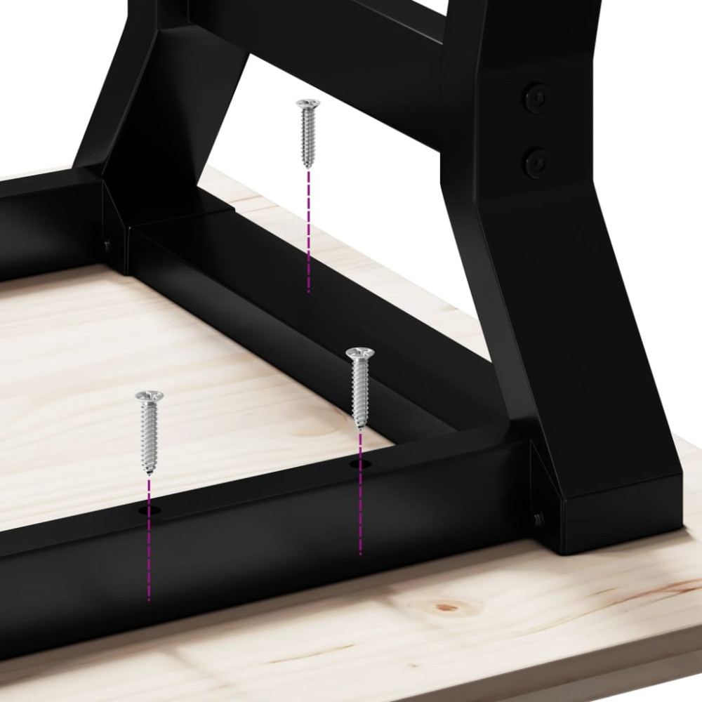 Produktbild för Soffbord Y-ram 100x50x45 cm massiv furu och stål