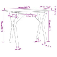 Produktbild för Matbord Y-ram 100x50x75 cm massiv furu och stål