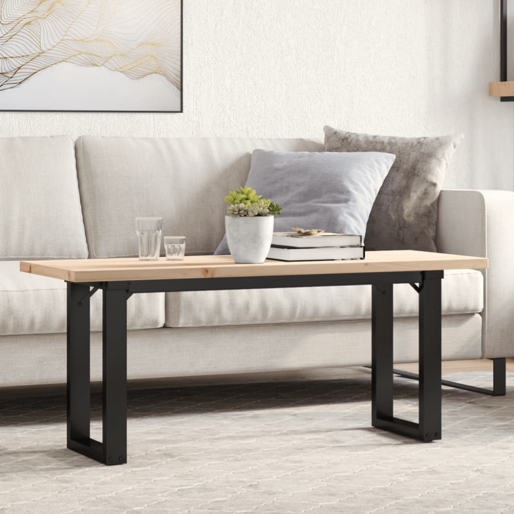 Produktbild för Soffbord O-ram 110x40x45,5 cm massiv furu och stål