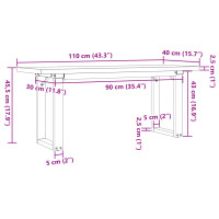 Produktbild för Soffbord O-ram 110x40x45,5 cm massiv furu och stål