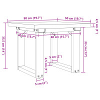 Produktbild för Soffbord O-ram 50x50x35,5 cm massiv furu och stål