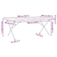 Produktbild för Matbord X-ram 200x100x75,5 cm massiv furu och stål