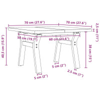 Produktbild för Soffbord Y-ram 70x70x40,5 cm massiv furu och gjutjärn