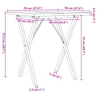 Produktbild för Matbord X-ram 70x70x75,5 cm massiv furu och stål