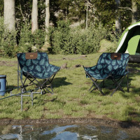 Produktbild för Campingstolar med ficka fällbar 2 st bladmönster