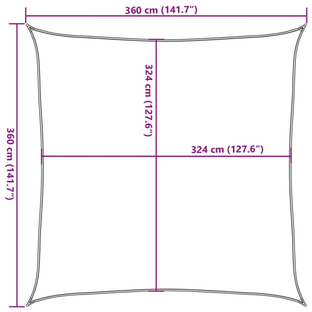 Produktbild för Solsegel 160 g/m² fyrkantig ljusgrå 3,6x3,6 m HDPE
