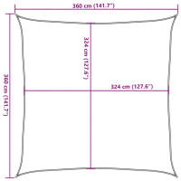 Produktbild för Solsegel 160 g/m² fyrkantig ljusgrå 3,6x3,6 m HDPE