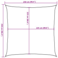 Produktbild för Solsegel 160 g/m² fyrkantig ljusgrå 2,5x2,5 m HDPE