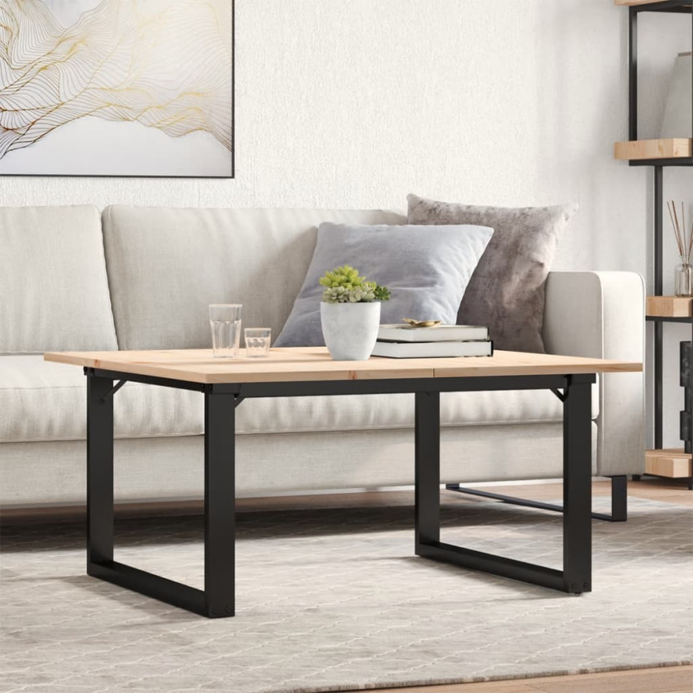 Produktbild för Soffbord O-ram 90x90x45 cm massiv furu och stål