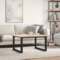 Produktbild för Soffbord O-ram 90x90x45 cm massiv furu och stål