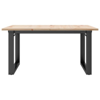 Produktbild för Soffbord O-ram 90x90x45 cm massiv furu och stål