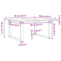 Produktbild för Soffbord O-ram 90x90x45 cm massiv furu och stål