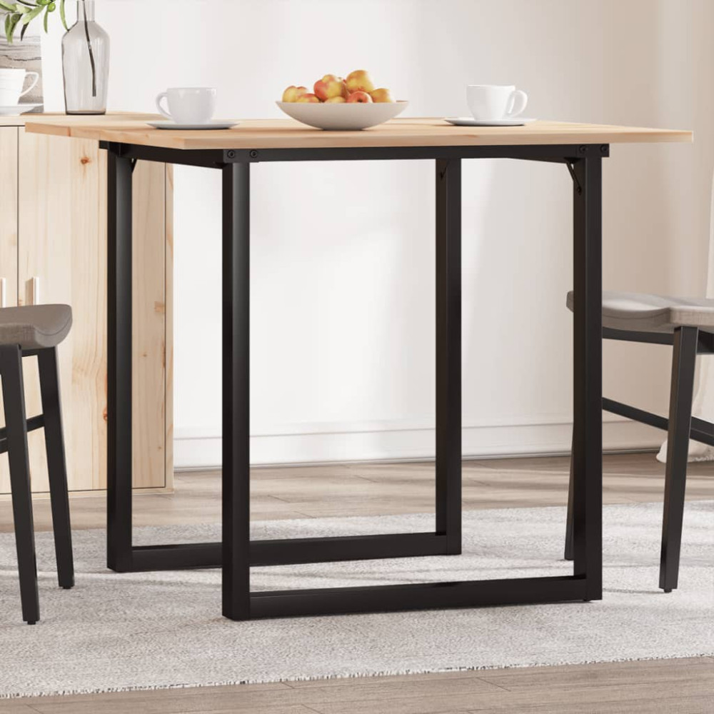Produktbild för Matbord O-ram 80x80x75 cm massiv furu och stål