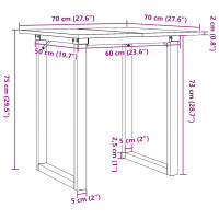 Produktbild för Matbord O-ram 70x70x75 cm massiv furu och stål