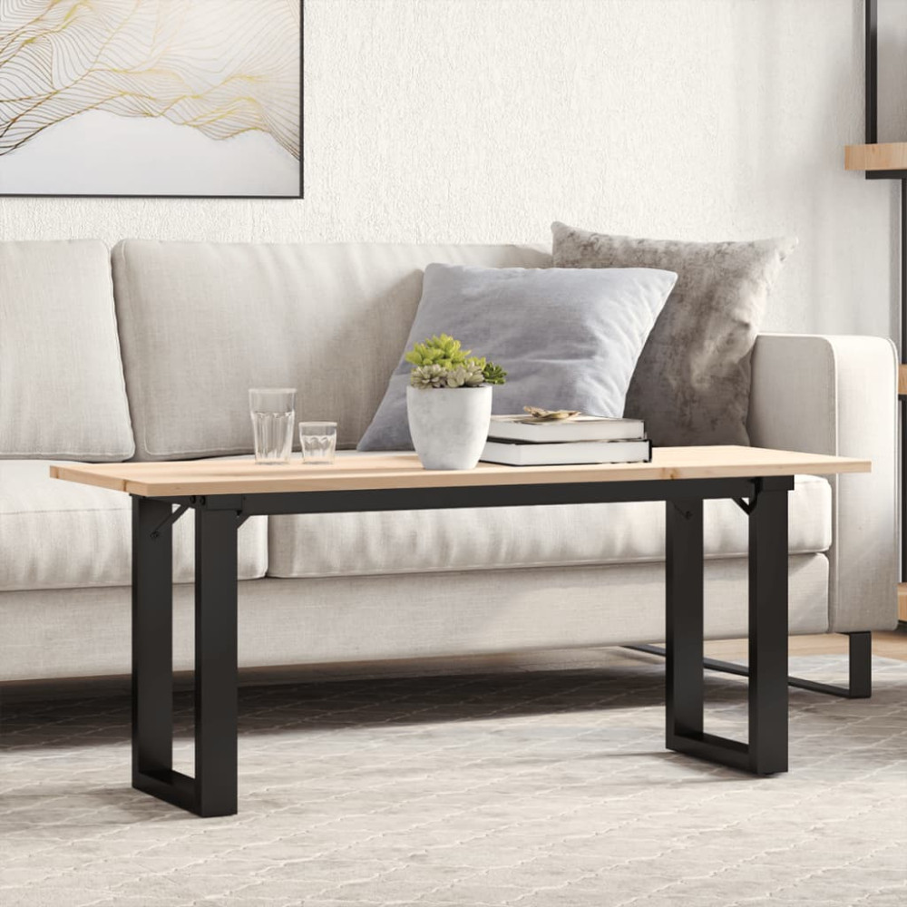 Produktbild för Soffbord O-ram 110x40x45 cm massiv furu och stål