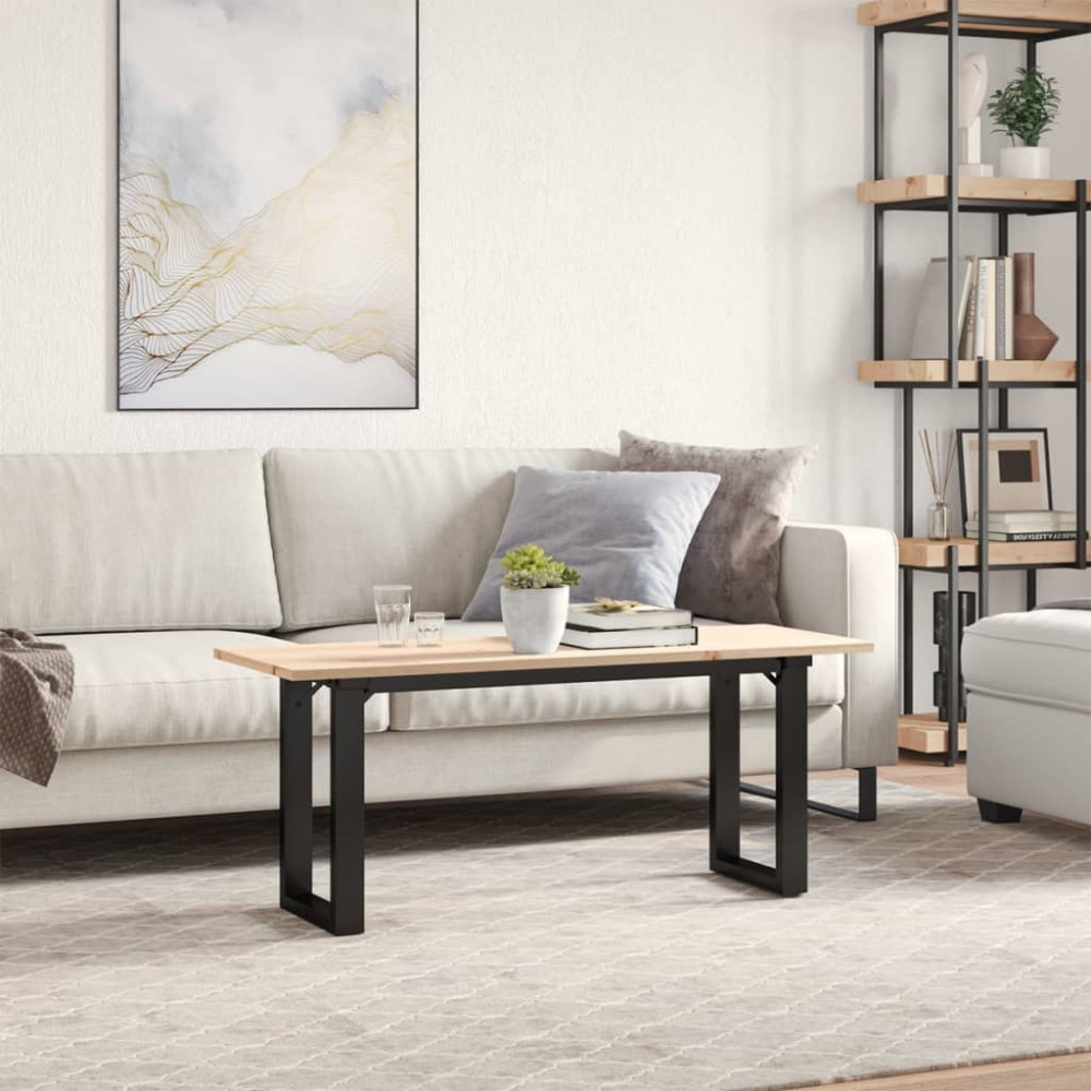Produktbild för Soffbord O-ram 110x40x45 cm massiv furu och stål