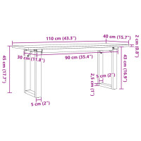 Produktbild för Soffbord O-ram 110x40x45 cm massiv furu och stål