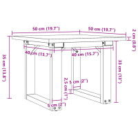 Produktbild för Soffbord O-ram 50x50x35 cm massiv furu och stål