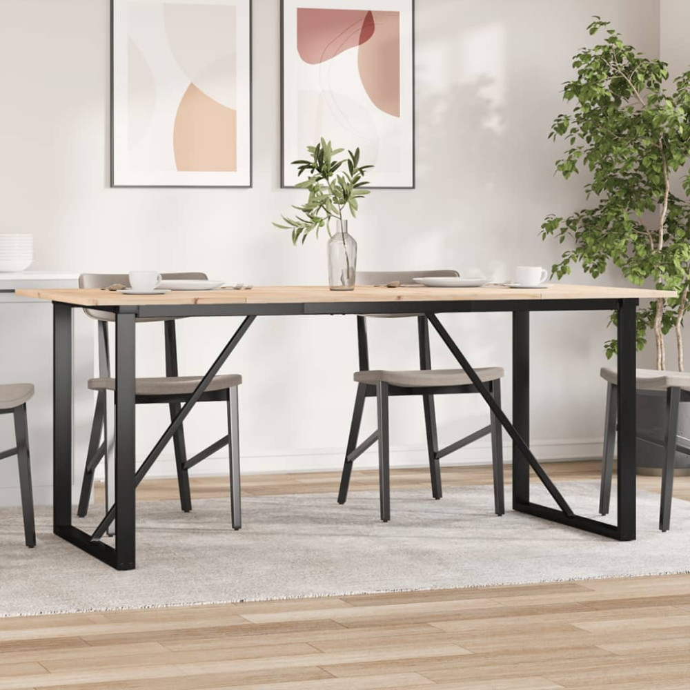 Produktbild för Matbord O-ram 180x90x75 cm massiv furu och stål