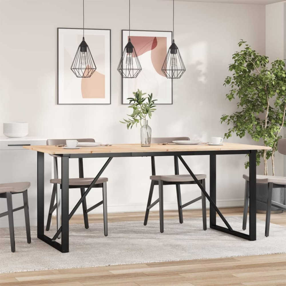 Produktbild för Matbord O-ram 180x90x75 cm massiv furu och stål