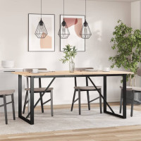 Produktbild för Matbord O-ram 180x90x75 cm massiv furu och stål