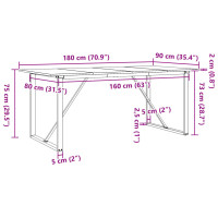 Produktbild för Matbord O-ram 180x90x75 cm massiv furu och stål