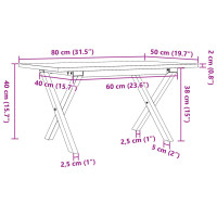 Produktbild för Soffbord X-ram 80x50x40 cm massiv furu och stål