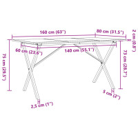 Produktbild för Matbord X-ram 160x80x75 cm massiv furu och stål