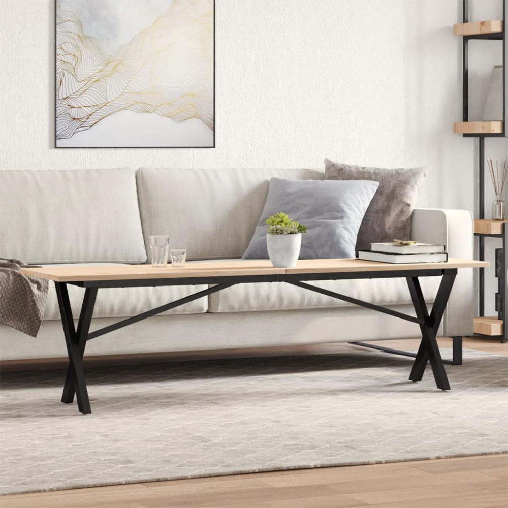Produktbild för Soffbord X-ram 160x40x45 cm massiv furu och stål