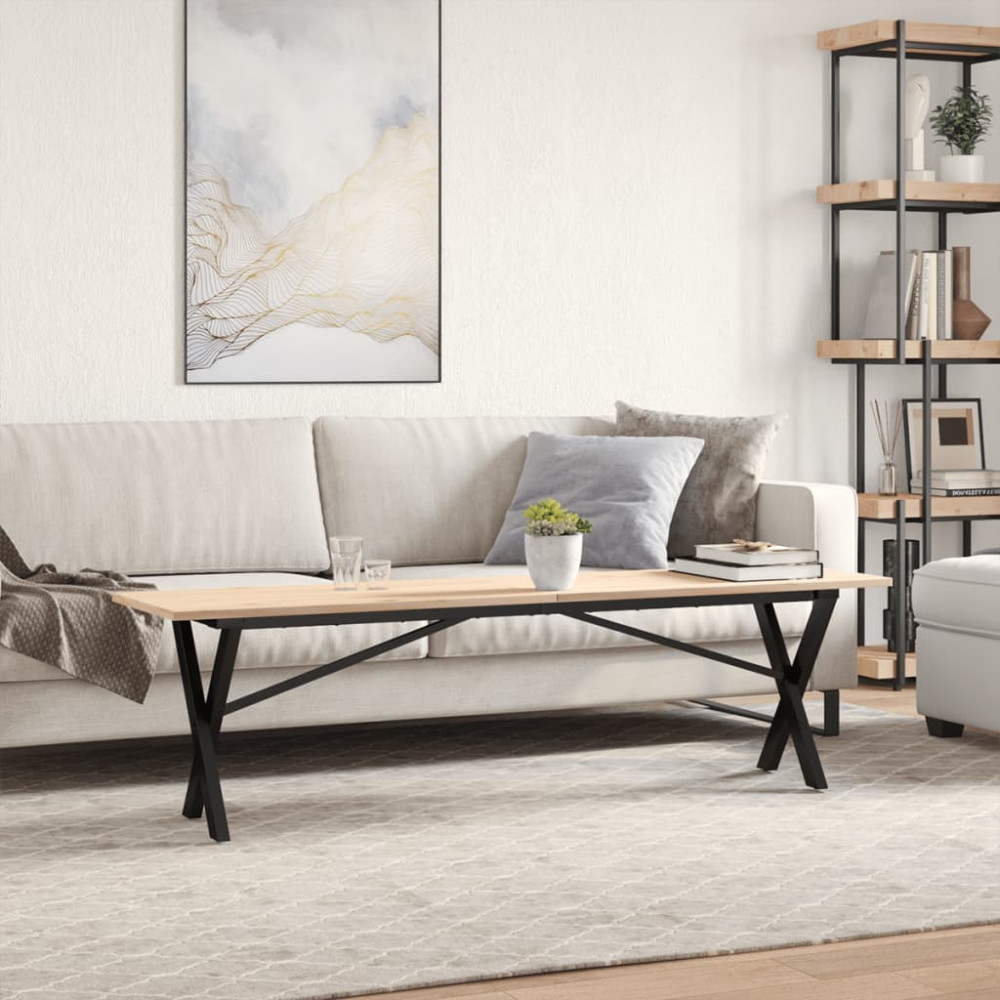 Produktbild för Soffbord X-ram 160x40x45 cm massiv furu och stål