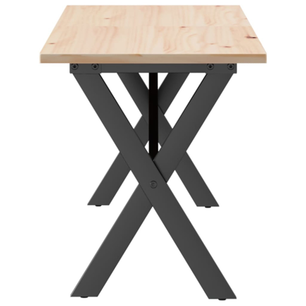 Produktbild för Soffbord X-ram 160x40x45 cm massiv furu och stål