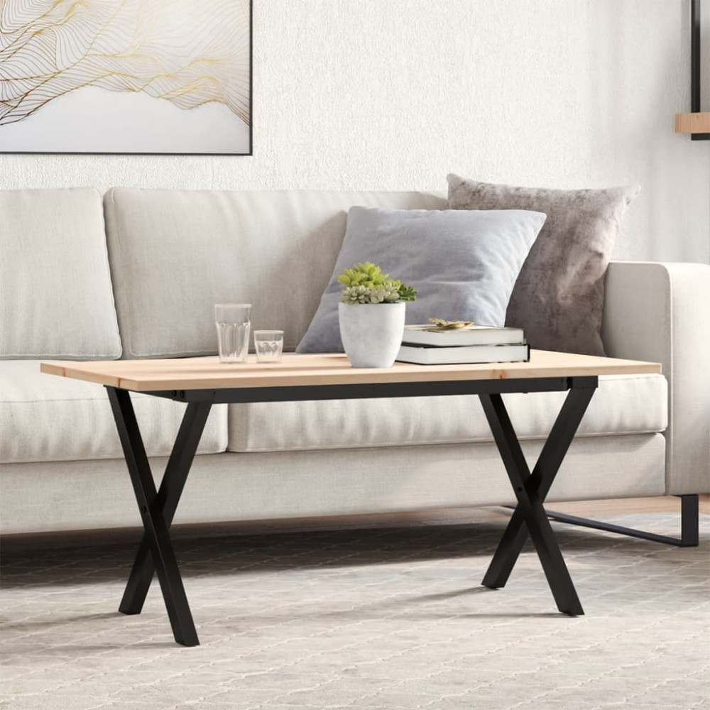 Produktbild för Soffbord X-ram 90x40x45 cm massiv furu och stål