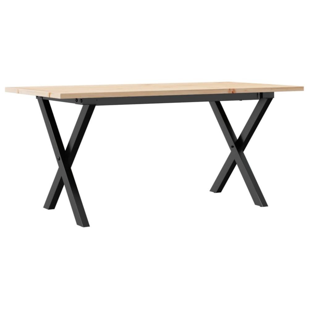 Produktbild för Soffbord X-ram 90x40x45 cm massiv furu och stål