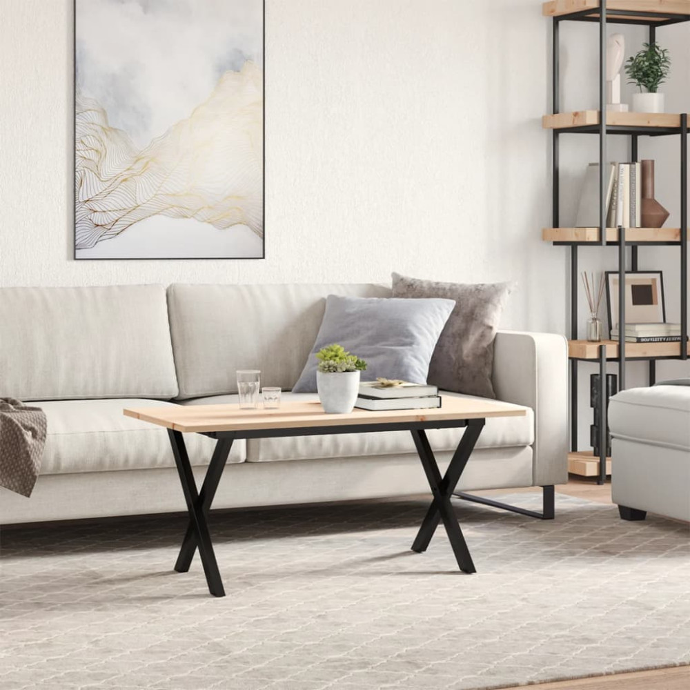 Produktbild för Soffbord X-ram 90x40x45 cm massiv furu och stål