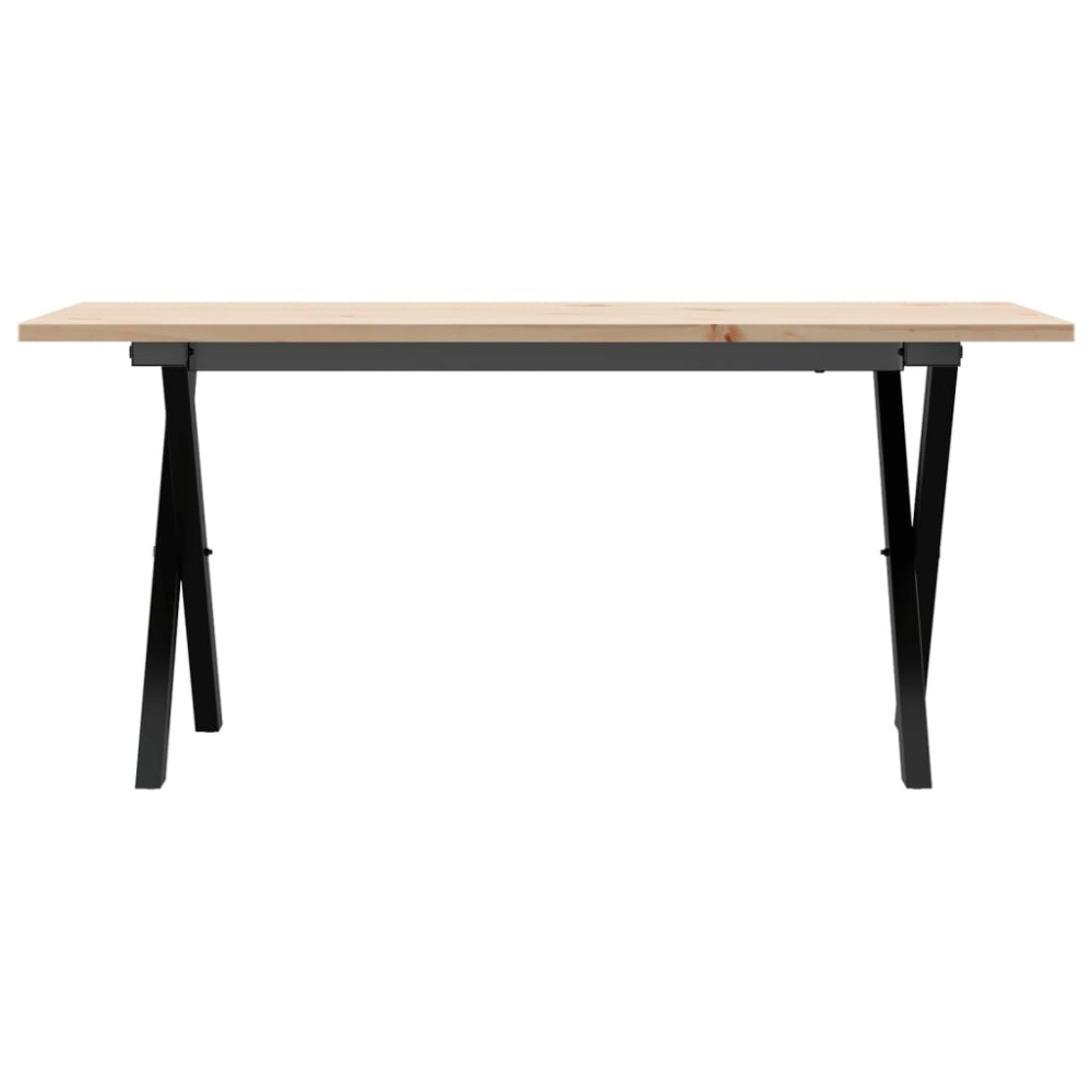 Produktbild för Soffbord X-ram 90x40x45 cm massiv furu och stål